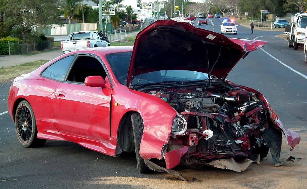 The driver of this badly damaged vehicle was taken to hospital following the crash on the Bruce Hwy yesterday. The driver of this badly damaged vehicle was taken to hospital following the crash on the Bruce Hwy yesterday.